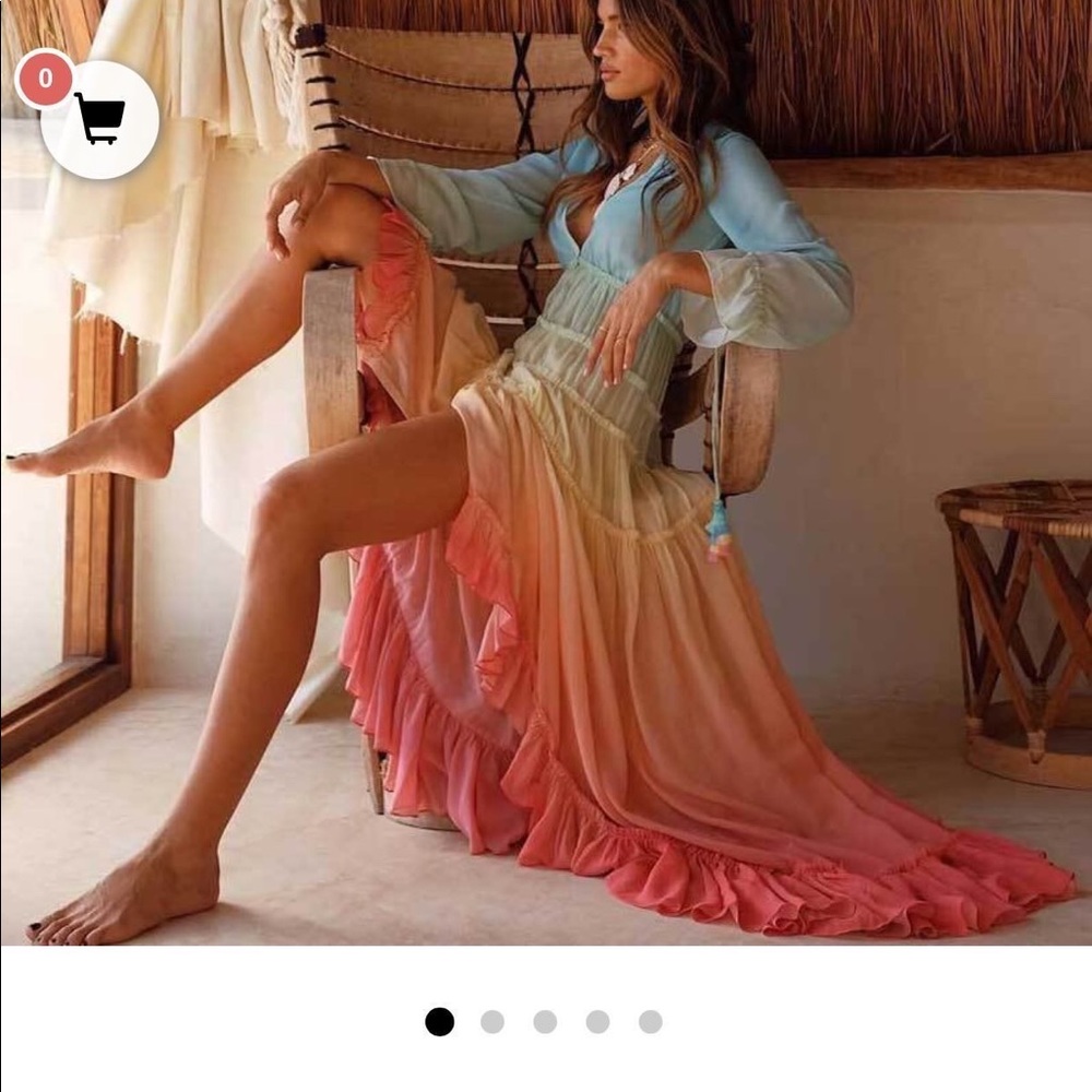 Size S, Bohemian Rainbow Tiered Maxi Dress, worn once
